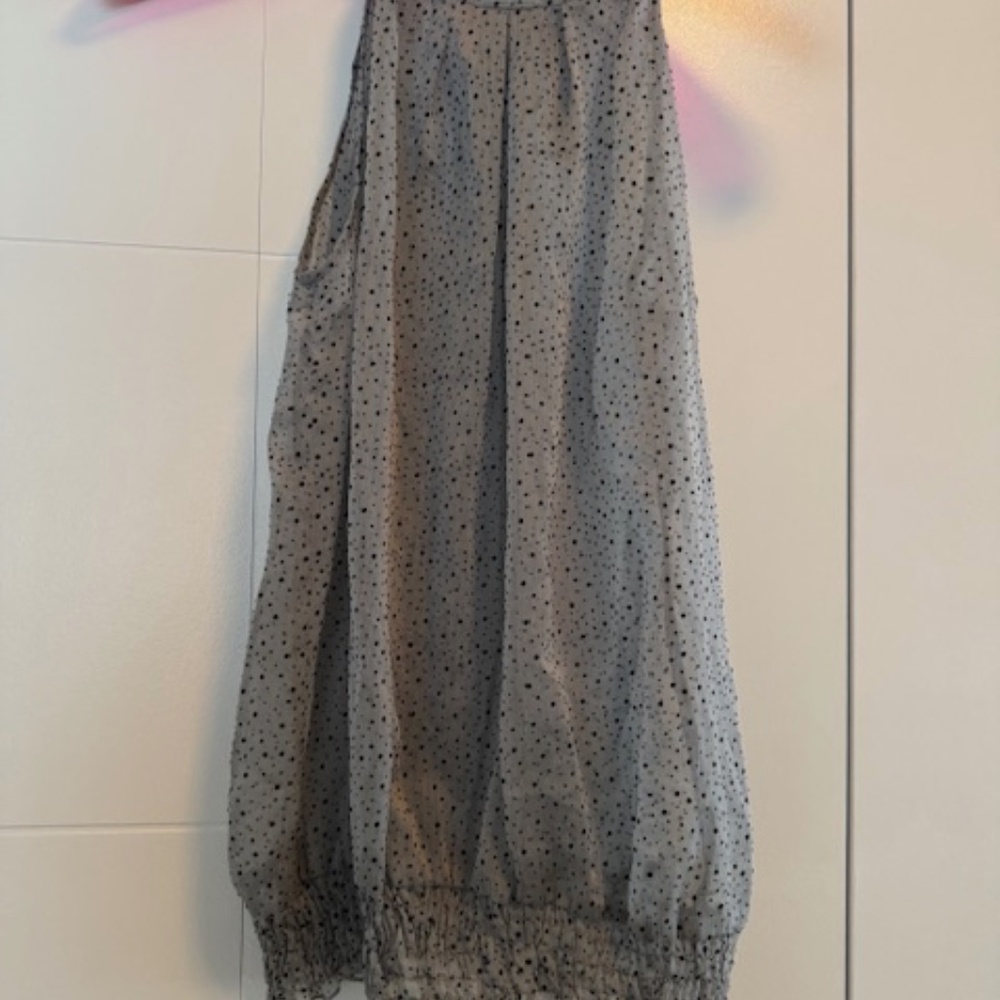 Twik - Chiffon Cami Grey & Black Velvet Polka Dots - M